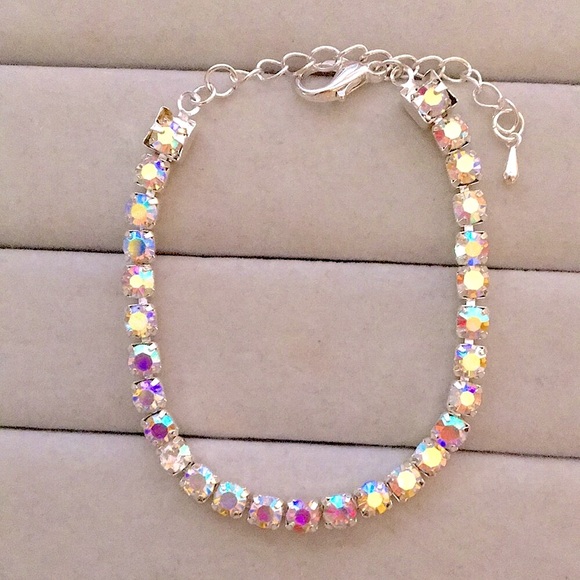 Jewelry - Aurora Borealis + Silver Crystal Tennis Bracelet